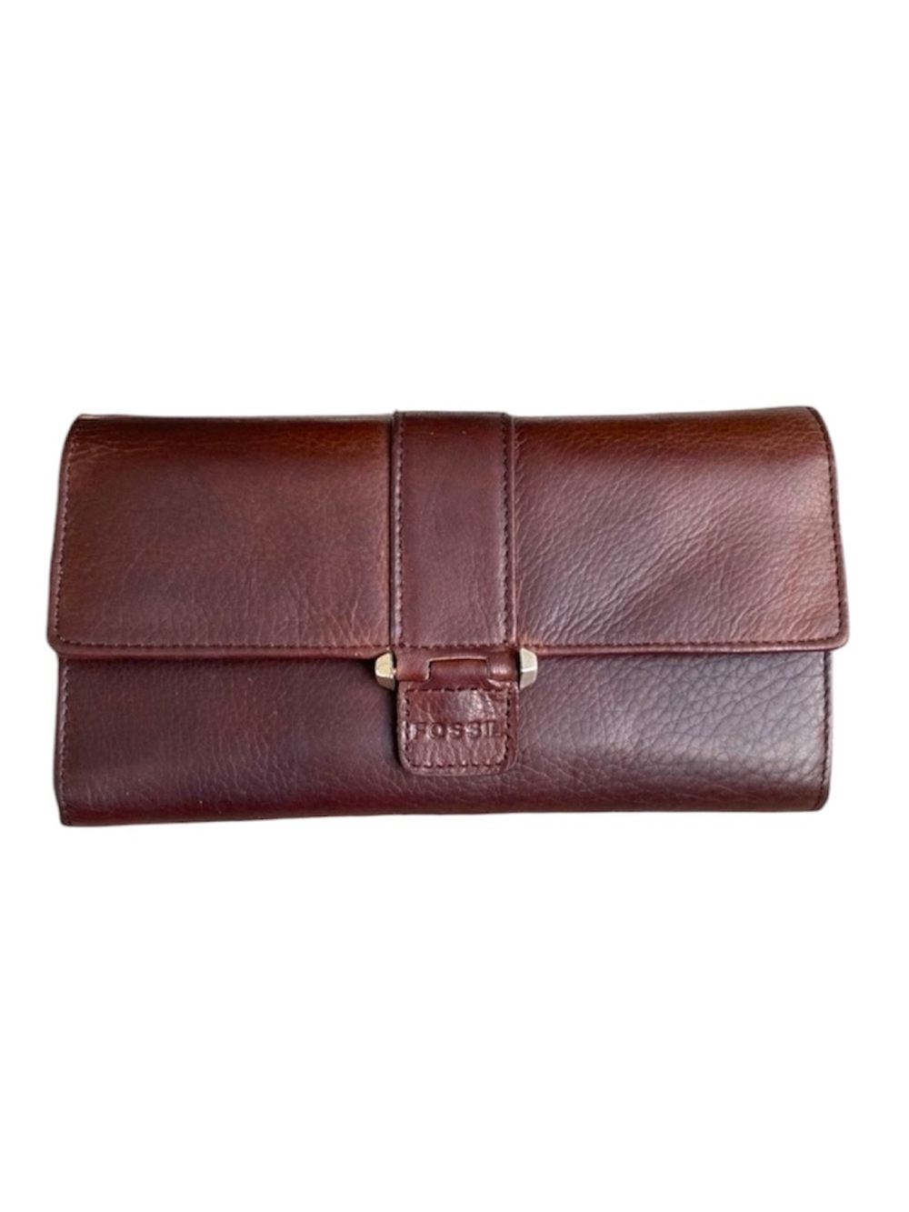 Fossil Dark Brown Leather Foldover Wallet